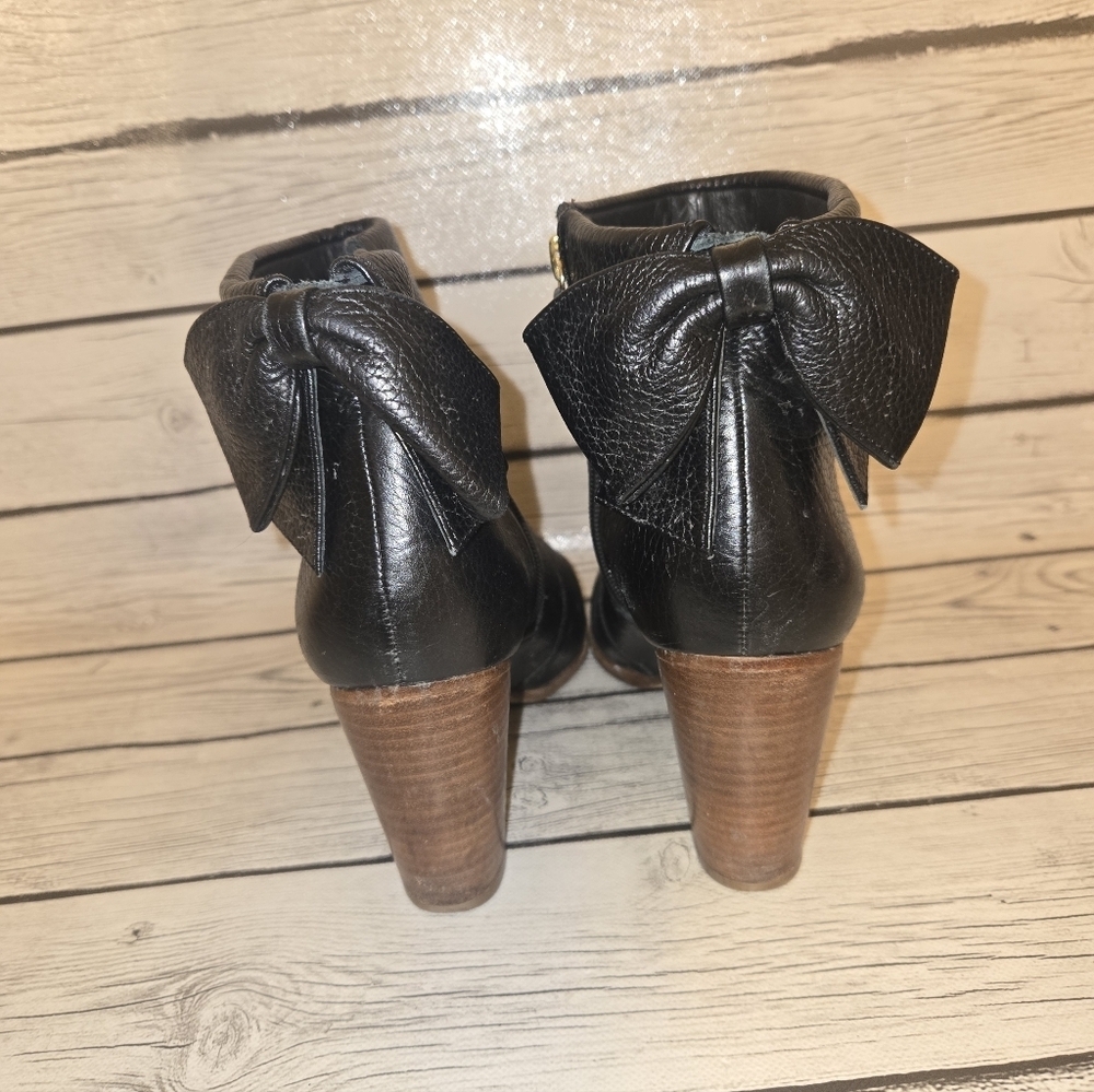 Kate Spade New York Black Leather Ankle Boots Block Heel Zip Women’s 9m - Picture 10 of 13